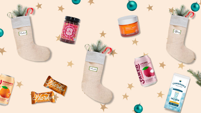 Stocking Stuffers. Image with stockings and healthy products.